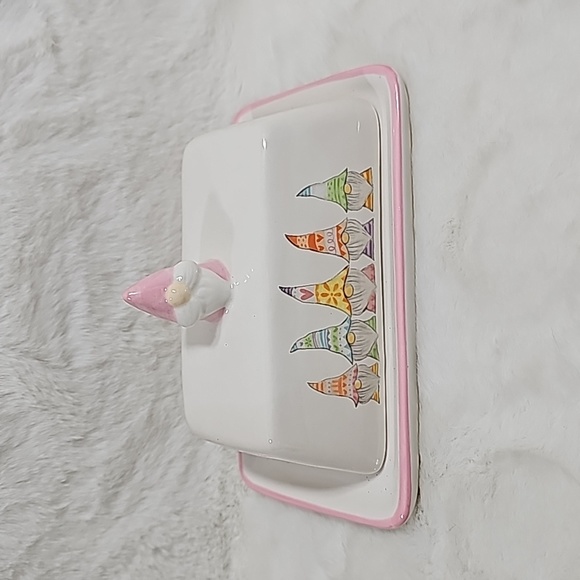 Carrot Patch Cottage Ceramic Easter Gnomes Butter Dish - Picture 1 of 4